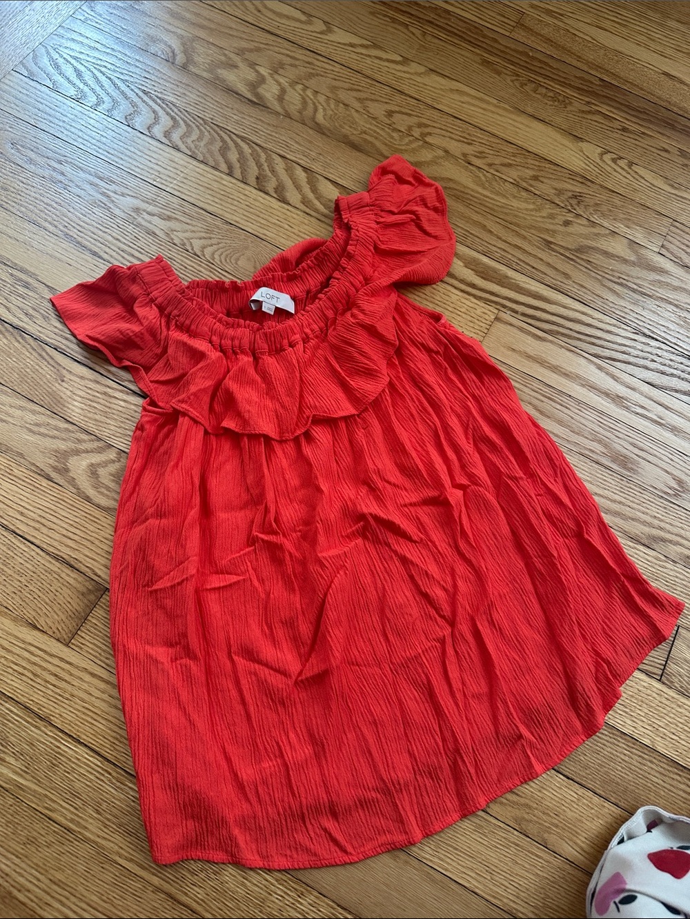 LOFT Red Ruffle Off-Shoulder Top - Picture 2 of 3